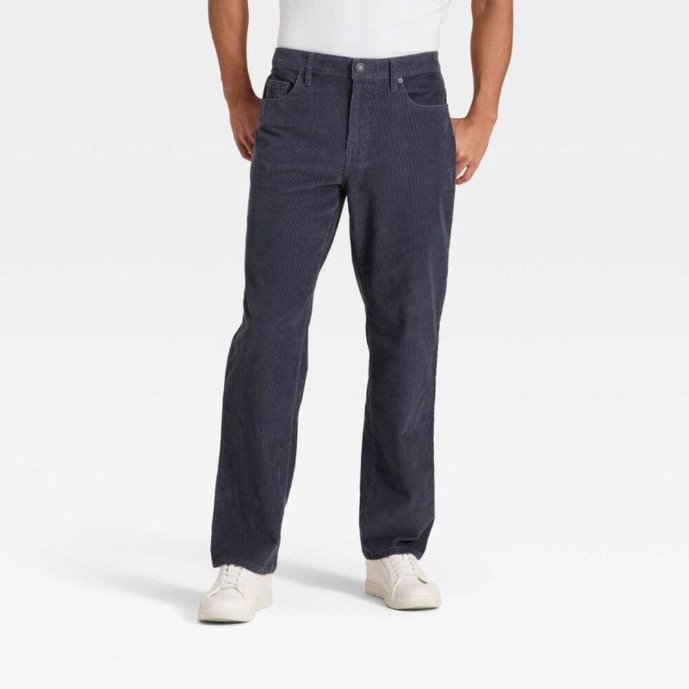 Men's Straight Fit Corduroy 5-Pocket Pants - Goodfellow & Co Lilac Purple 33x30